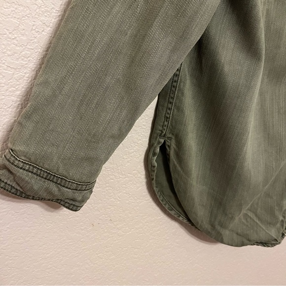 Anthropologie Olive Green and Bronze Sequin Button Down Shirt Size 8 - Picture 9 of 16